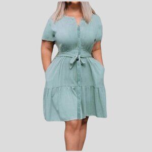 Ditsy Drop Waist flare Dress with waist belt- NWOT- Size small​